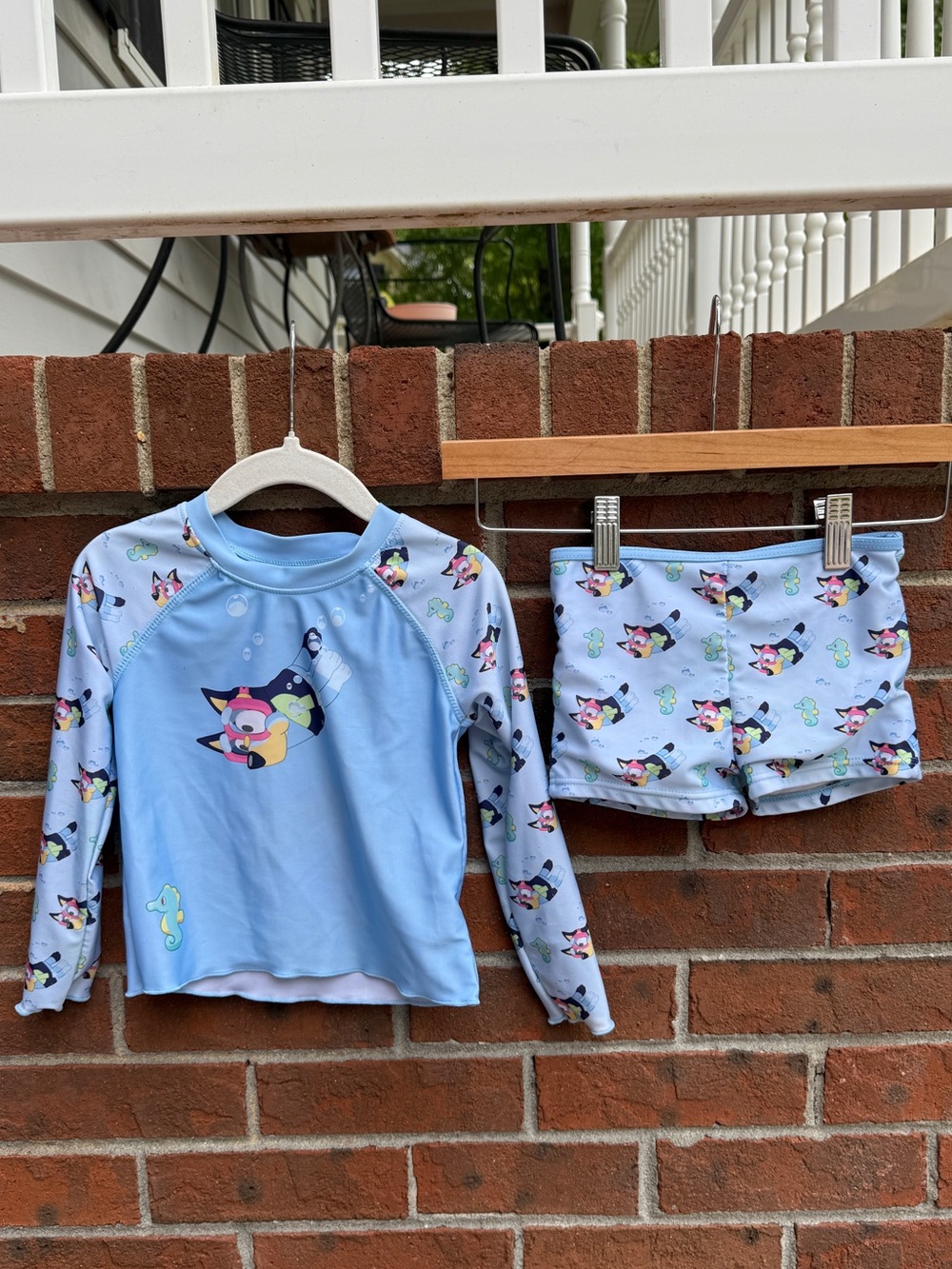 Bluey UPF Long Sleeve Boy Shorts Bathing Swimming Swim Suit Size 3T